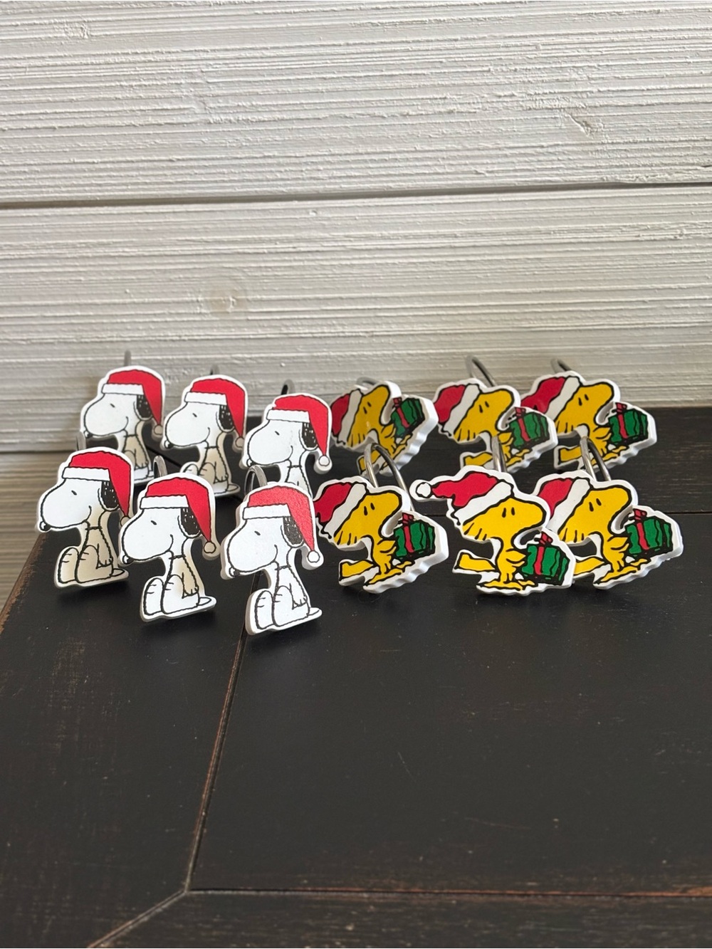 Peanuts Snoopy & Woodstock Christmas Holiday Shower Curtain Hooks Set Of 12 - Picture 3 of 8